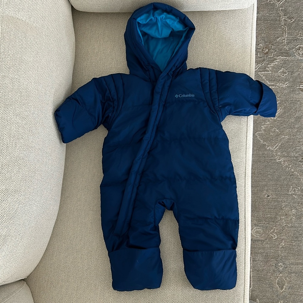 Columbia Baby Down Snowsuit Sz 12 months Blue